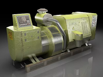 Green Heavy Duty Industrial Equipment With Control Panel Metal Pipes And Base Frame 3d model