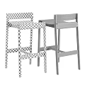 Black And Beige Modern Minimalist Bar Stools With Backrest And Stable Structure 3d model