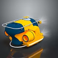 Yellow And Blue Streamlined Watercraft With LED Lights For Underwater Exploration 3d model