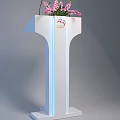 Modern Functional Podiums With Various Designs Microphones And Flower Arrangements 3d model