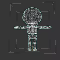 Cartoon Skeleton Game Character with Large Eyes and Outstretched Arms