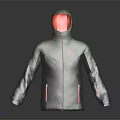 Green And Gray Hooded Jacket With Red Lining Orange Logo And Zip Design 3d model