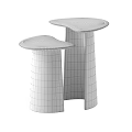 Modern Beige Stone Side Tables With Unique Curved Tops And Different Heights Design