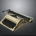 Vintage Cream Colored Typewriter With Black Keys And Metal Components On Dark Surface