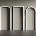 White Rectangular And Arched Door Frames Display On Gray Wall Background