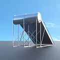 Efficient Solar Water Heater With Collector Panels And Metal Frame Stand