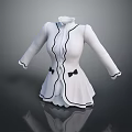 Elegant White Women's Blouse With Stand Collar Black Trim Bow Details And Long Sleeves