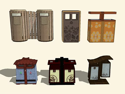 Public Facilities Featuring Diverse Styles Various Colors Decorative Patterns And Wooden Elements 3d model