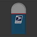 Multiple Blue USPS Mailboxes With Different Designs And White Red Accents 3d model