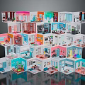 Cartoon Scenes Featuring Stacked Colorful Mini Rooms With Various Interior Designs