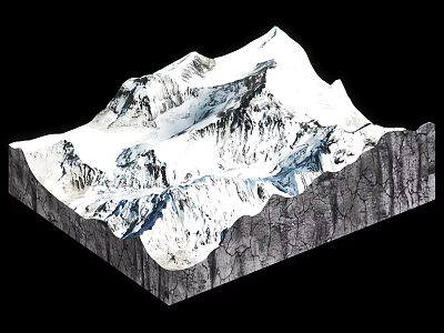 Snowy Mountain Landscape 3D Model With Detailed Rocky Terrain And White Peaks 3d model