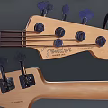 Vintage Wooden Bass Guitars With Sunburst Front And Black Back Bodies