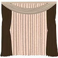 Elegant Window Curtains With Light And Dark Tones Decorative Top Design 3d model