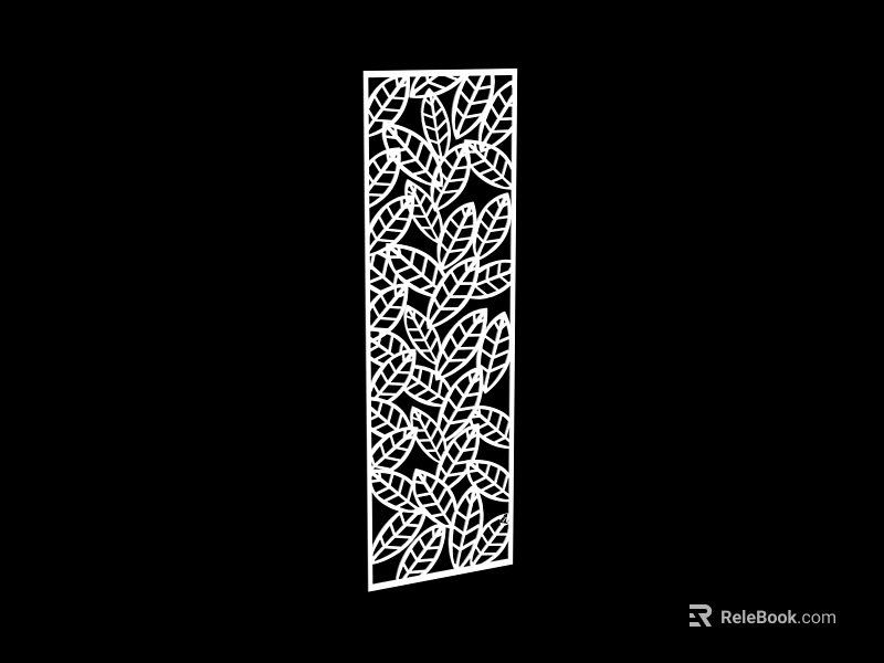Elegant Decorative Partition With Intricate Leaf Perforated Design For Home Interior 3d model 