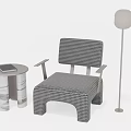 Modern Leisure Chair With Houndstooth Pattern Side Table And Floor Lamp 3d model