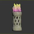 Stone Base Decorative Structure With Colorful Yellow Pink Gradient Crystal Like Top