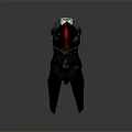 Black Bodysuit with White Shirt Collar and Red Tie Modern Fashion Style