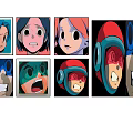 Anime Character Portraits Framed Wall Art With Expressive Faces And Colorful Illustrations