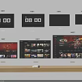 Various Modern Televisions Showing Time Display And Video Content On Different Screens