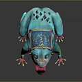 Colorful Reptile with Turquoise Body Yellow Eyes Extended Pink Tongue and Decorative Necklace Backpack Structure