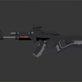 Modern Black Tactical Assault Rifle With Scope Barrel And Grip Design