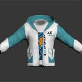 Hooded White And Turquoise Jacket With AS Logo Graphic And Stylish Sporty Design