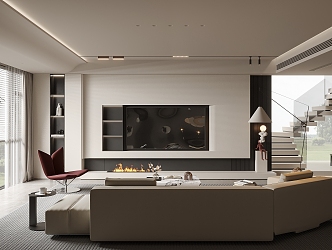 modern villa living room 3d model