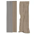 Striped Gray Brown And Solid Beige Linen Curtains For Home Decor