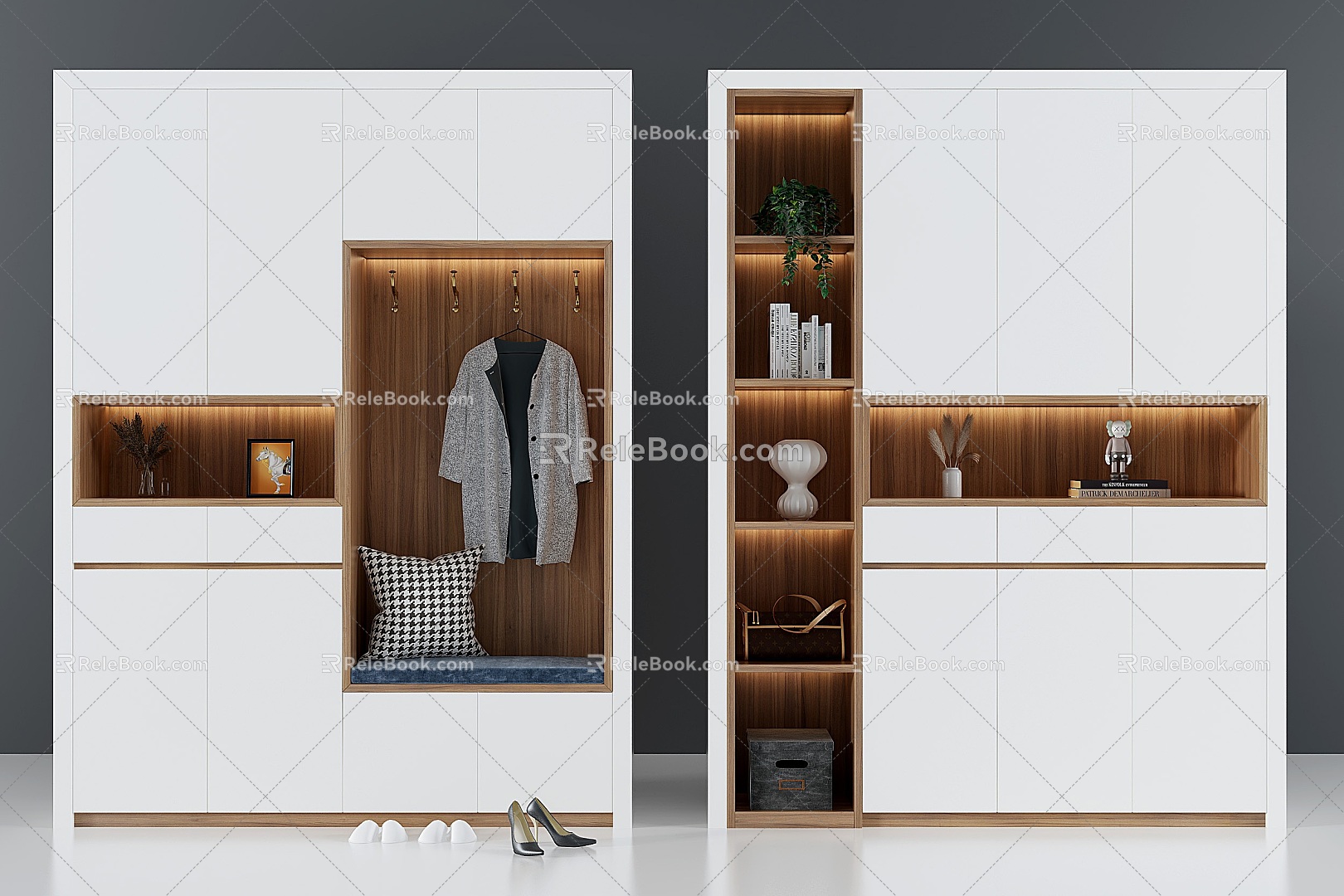 Modern Shoe Cabinet Combination Entrance Cabinet 3d model