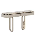 Modern Desk Interior Design With Marble Top Gray Cabinet And Ring Shaped Legs