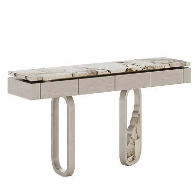 Modern Desk Interior Design With Marble Top Gray Cabinet And Ring Shaped Legs 3d model
