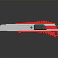 Red Handle Utility Knife with Silver Blade and Serrated Edge for Household Use