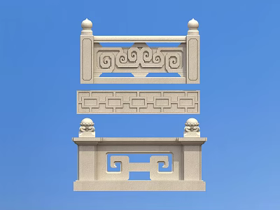 Chinese Stone Railing New Chinese Style Outdoor Railing 3d model