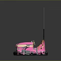 Pink Bumper Car With Orange Seat And Black Base On Gray Background With Reflection