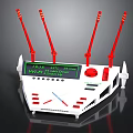 High Speed WiFi Router With Multiple Red Antennas Digital Display And White Design