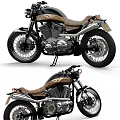 Black Classic Motorcycle With Brown Leather Seat Chrome Exhaust And Spoke Wheels