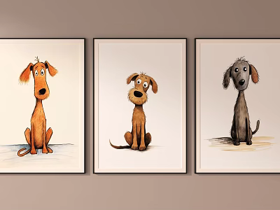 Modern Animal Painting Cartoon Animal Decorative Painting 3d model