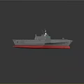 Advanced Warship 3D Model Featuring Gray Hull Red Bottom Superstructure and Helicopter Landing Deck 3d model