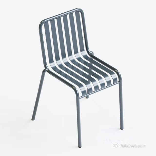 Modern Leisure Chair With Metal Frame Striped Seat Back And Sleek Design 3d model 