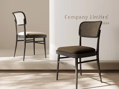 Modern Leisure Chair With Woven Backrest Black Legs And Upholstered Seats In Interior Setting 3d model