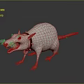 Fierce Animated White Rat Character With Red Eyes Claws Tail And Collar