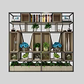 Modern Multi Tiered Display Shelf with Plants Books and Decorations