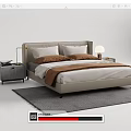 Modern Double Bed Interior With Bedside Tables Table Lamps And Neutral Linen 3d model