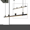 Modern Black Linear Pendant Light With Sleek Metal Frame And Minimalist Design
