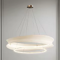Elegant Modern White Circular Two Tiered Chandelier Hanging From Ceiling 3d model