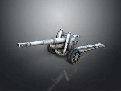 3D Model Of Vintage Wheeled Cannon Weapon With Metal Barrel And Carriage 3d model
