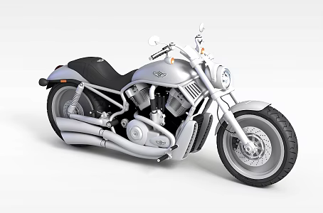 White Motorcycle 3d model