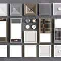 Various Modern Air Conditioner Vent Designs With Patterned Grilles And Neutral Colors 3d model