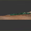 3D Topographic Model With Detailed Terrain Green Vegetation Mountain Ranges White Paths And Wooden Base