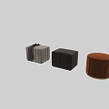 Stylish Velvet Ottoman Footstools With Vertical Stripe Design And Throw Blanket
